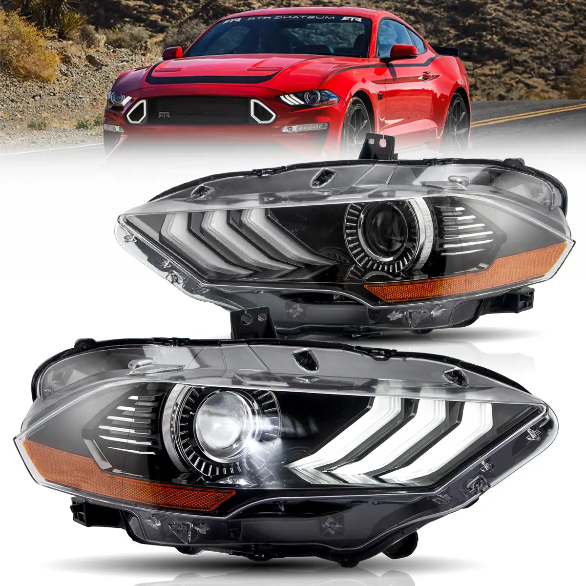 VLAND LED Headlights for Ford Mustang 2018-2023 RGB selectable