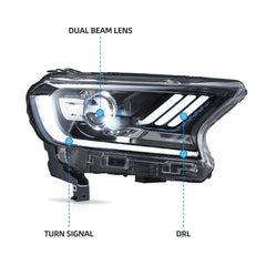 VLAND LED Headlights For 2016-2022 Ford Ranger PX2 Australia