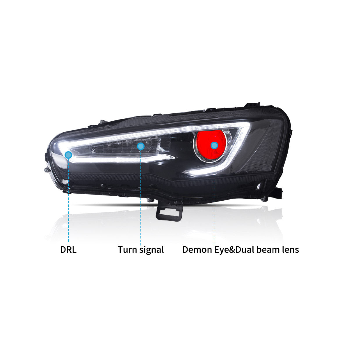 VLAND LED Headlights Audi Style For 2008-2017 Mitsubishi Lancer & EVO X Australia