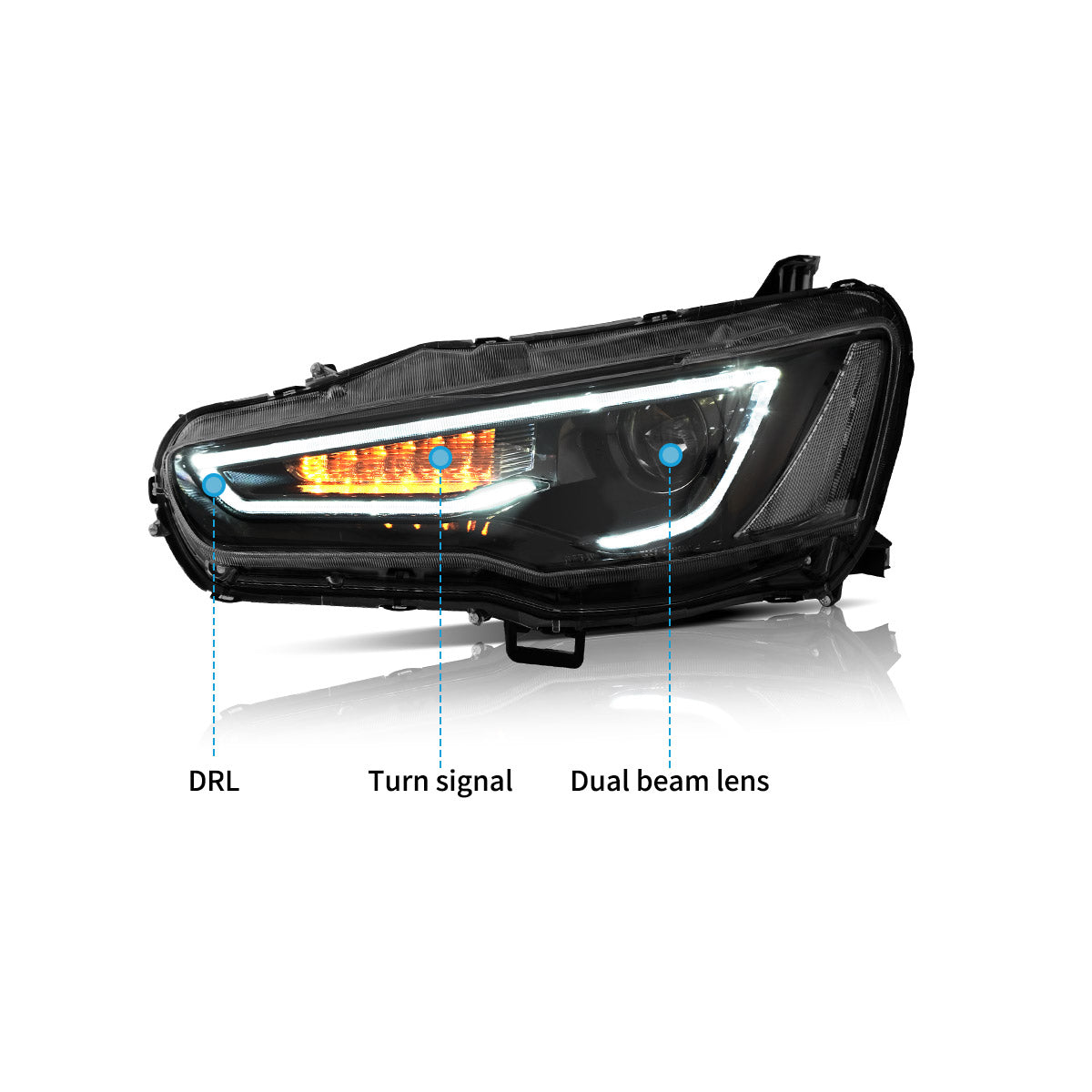 VLAND LED Headlights Audi Style For 2008-2017 Mitsubishi Lancer & EVO X Australia