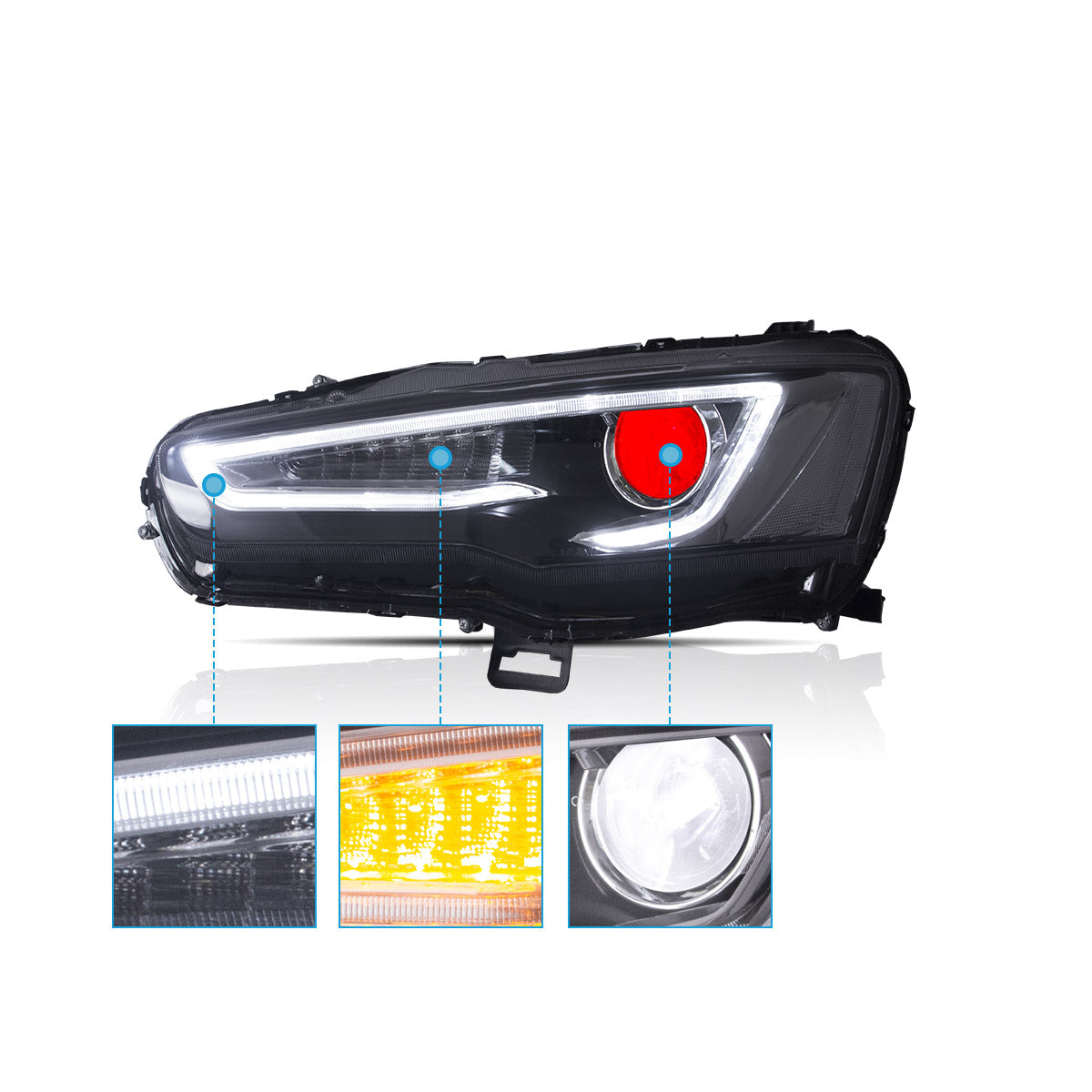 VLAND LED Headlights Audi Style For 2008-2017 Mitsubishi Lancer & EVO X Australia