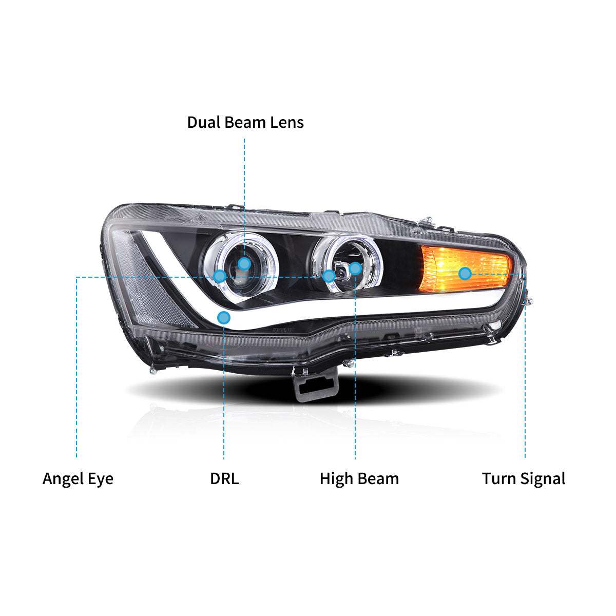 VLAND LED Headlights For 2008-2017 Mitsubishi Lancer / EVO X Australia