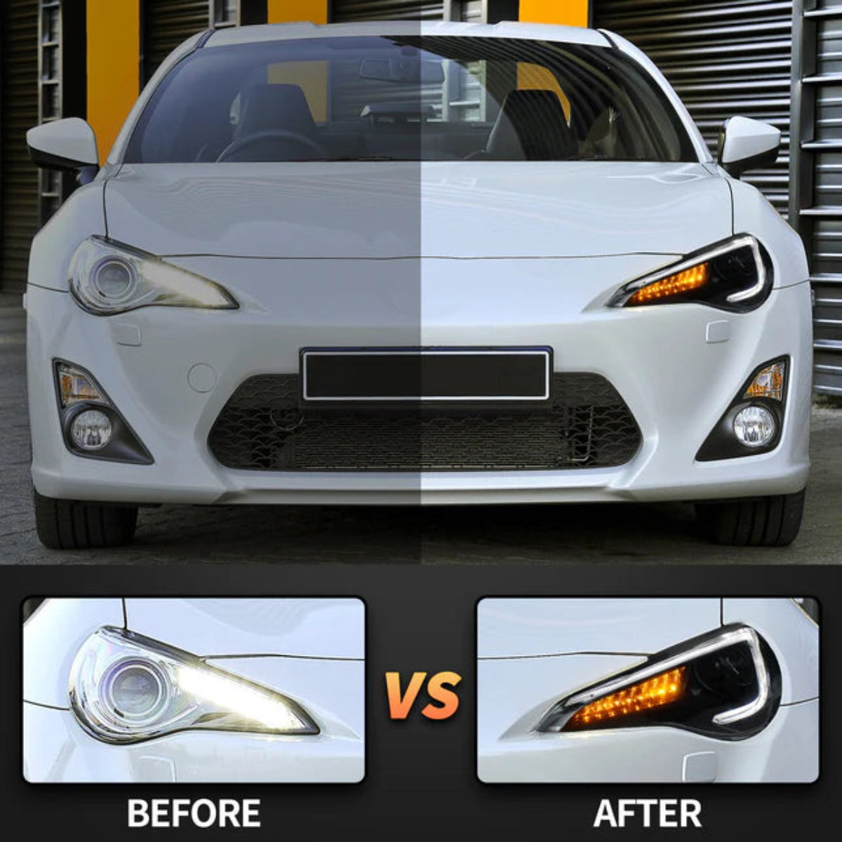 Toyota 86 VLAND Headlights Before and After