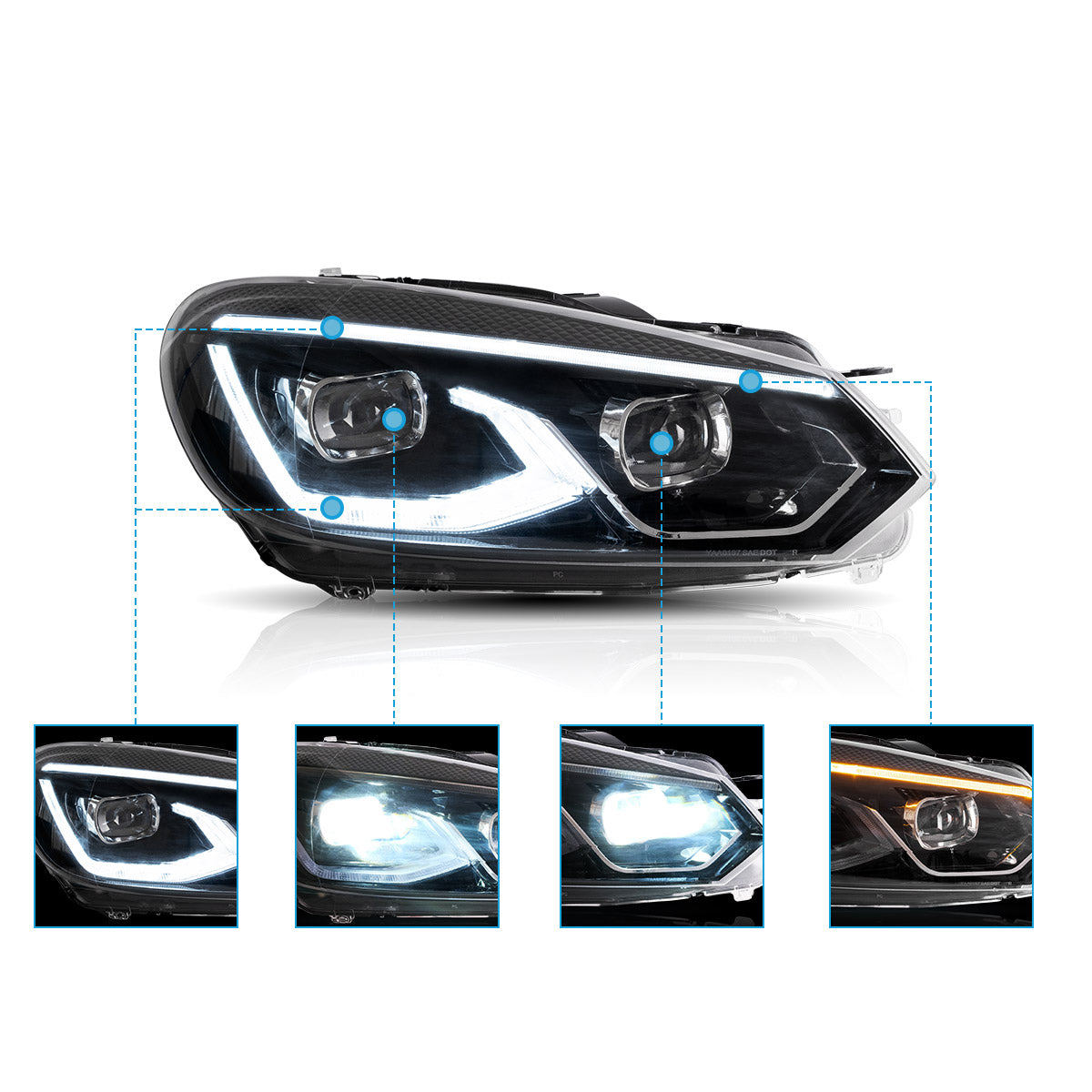 VLAND LED Headlights For 2009-2014 Volkswagen Golf 6 MK6 Australia