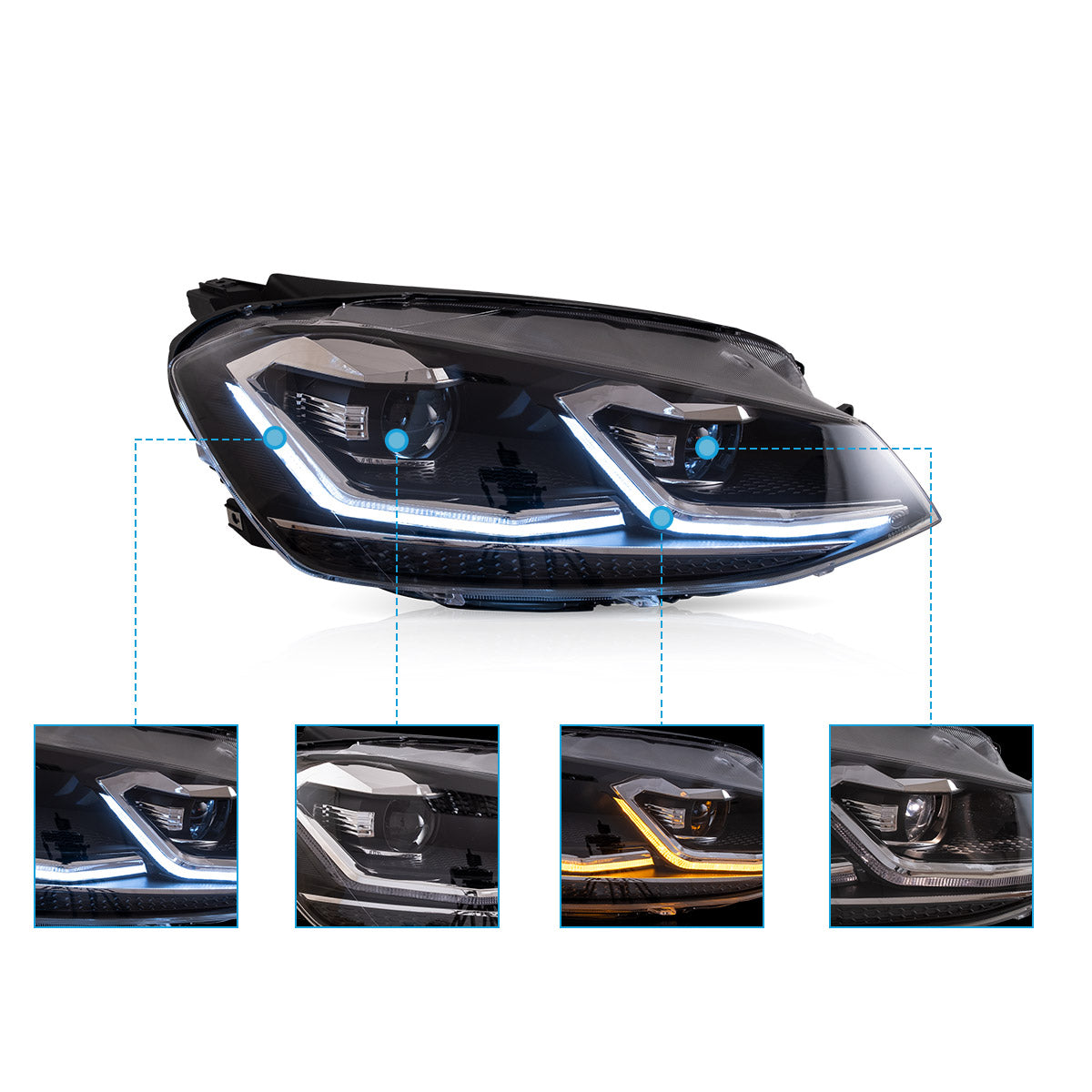 VLAND Headlights for 2015-2017 Volkswagen Golf MK7 Australia