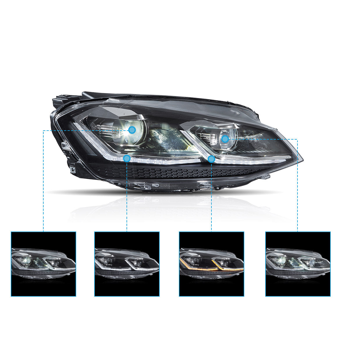 VLAND Full LED Headlights for 2015-2017 Volkswagen Golf MK7 Australia