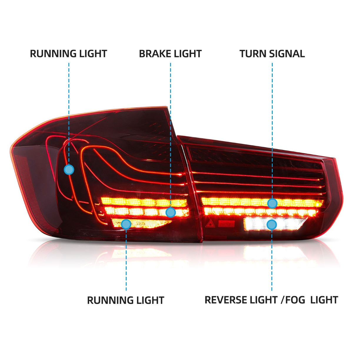 VLAND LED Taillights For 2012-2019 BMW 3 Series F30 M3 F80 Laser Style