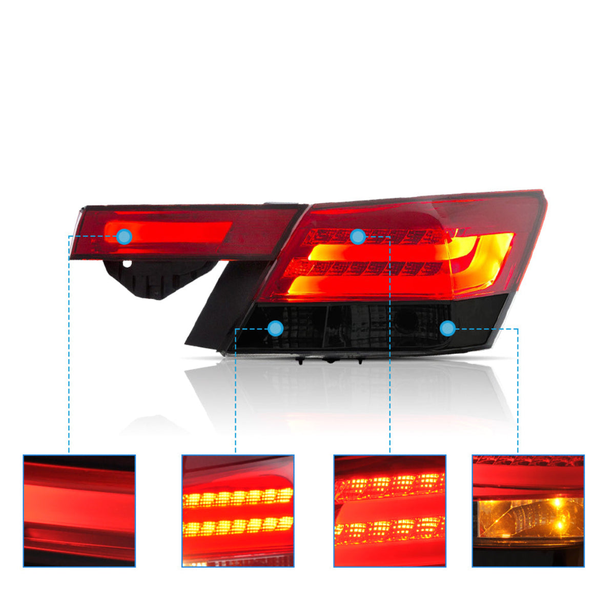 VLAND LED Tail lights For Honda Accord Inspire 2008-2012 [4PCS] Australia
