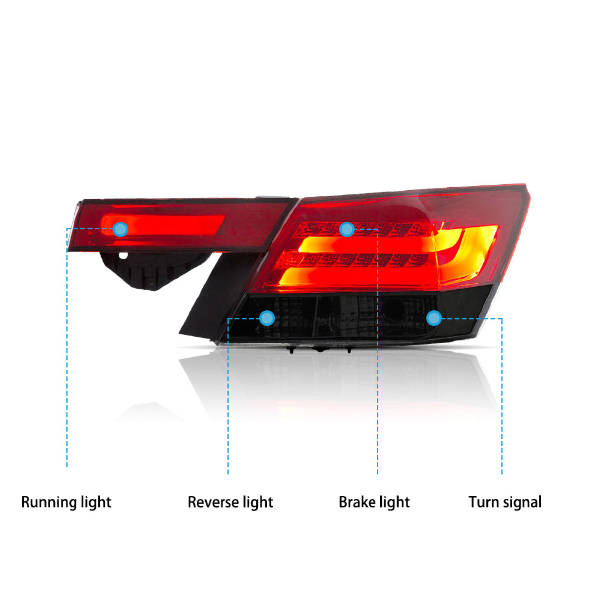 VLAND LED Tail lights For Honda Accord Inspire 2008-2012 [4PCS] Australia