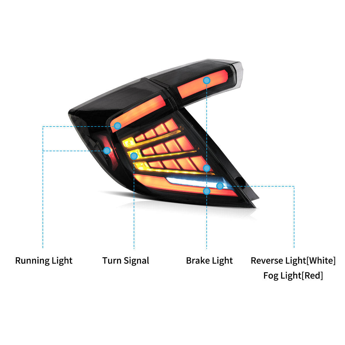 VLAND LED Taillights For 2016-2021 Honda Civic with start-up animation Australia