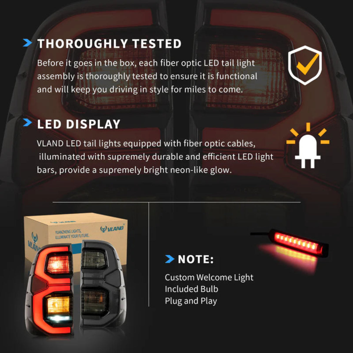 VLAND LED Tail Lights For 2015-2020 Toyota Hilux Australia