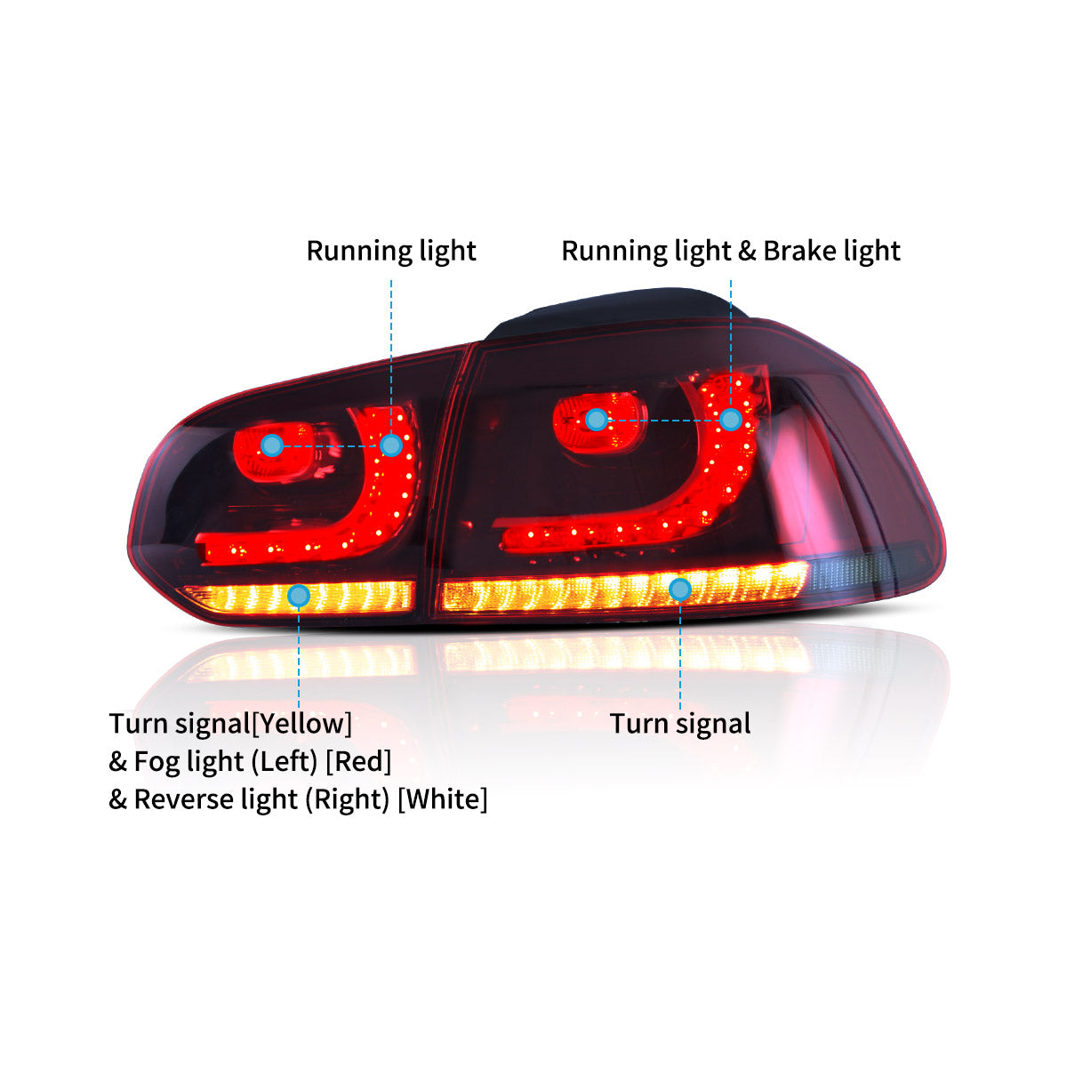 VLAND LED Tail Lights For 2009-2014 Volkswagen Golf 6 MK6 Australia