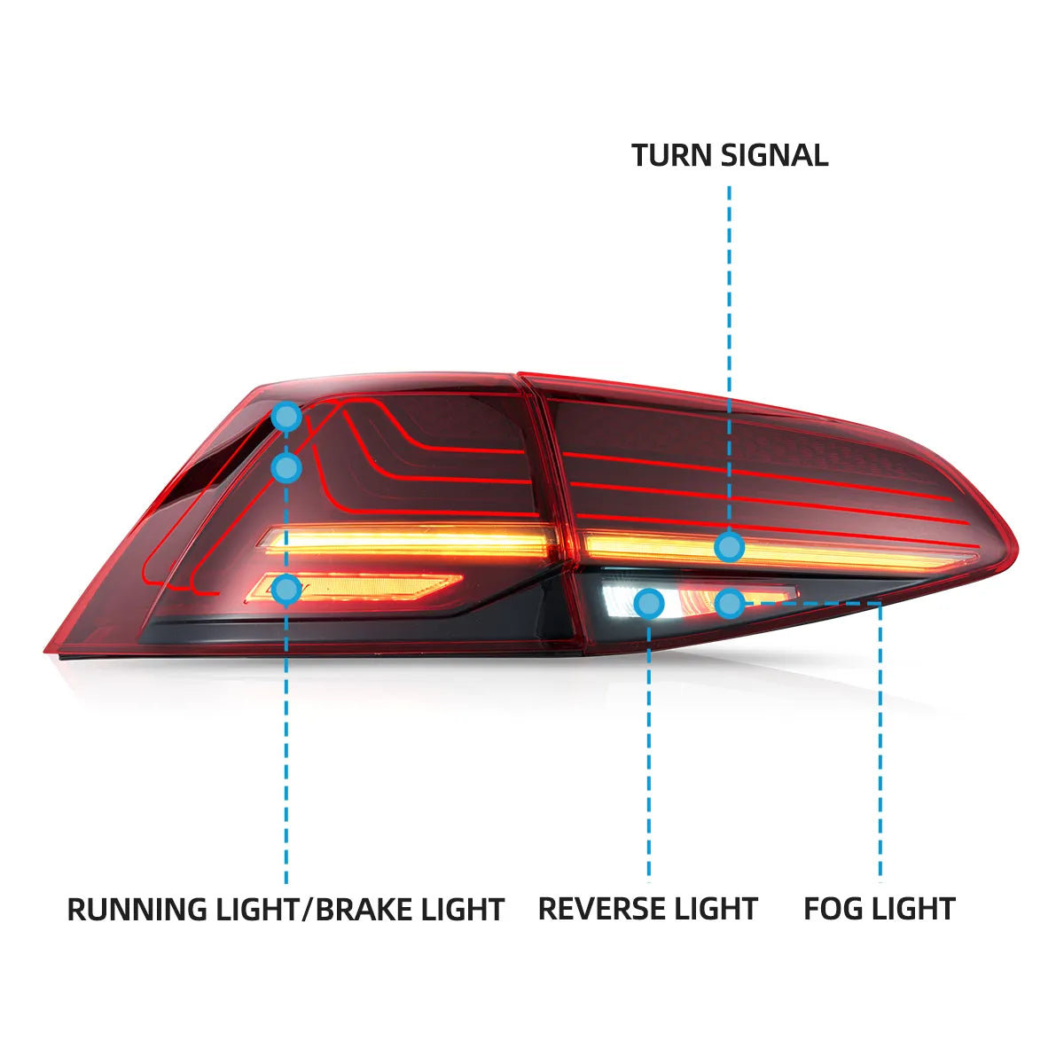VLAND Laser style Tail Lights for 2013-2017 Volkswagen Golf MK7 Australia Vland AU