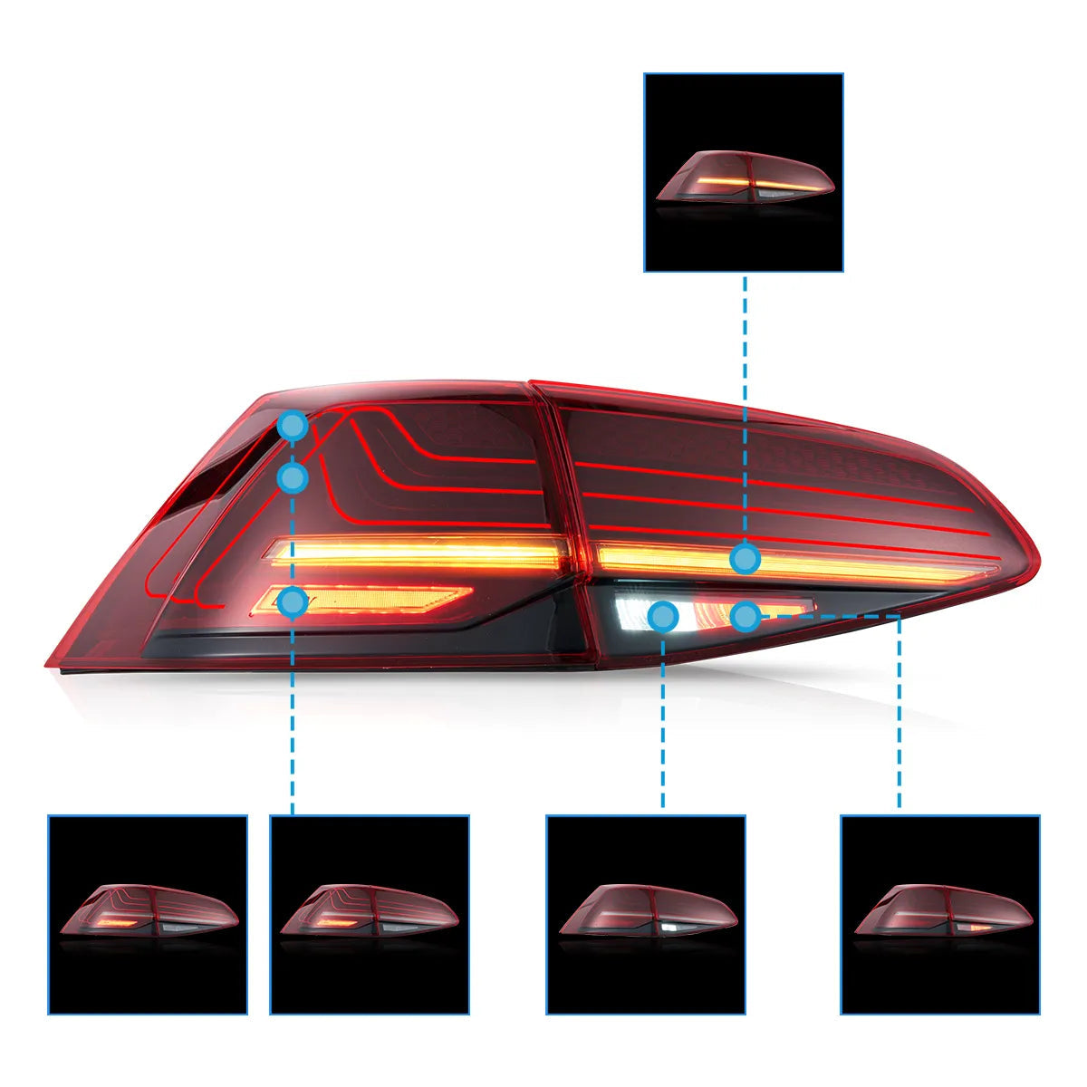 VLAND Laser style Tail Lights for 2013-2017 Volkswagen Golf MK7 Australia Vland AU
