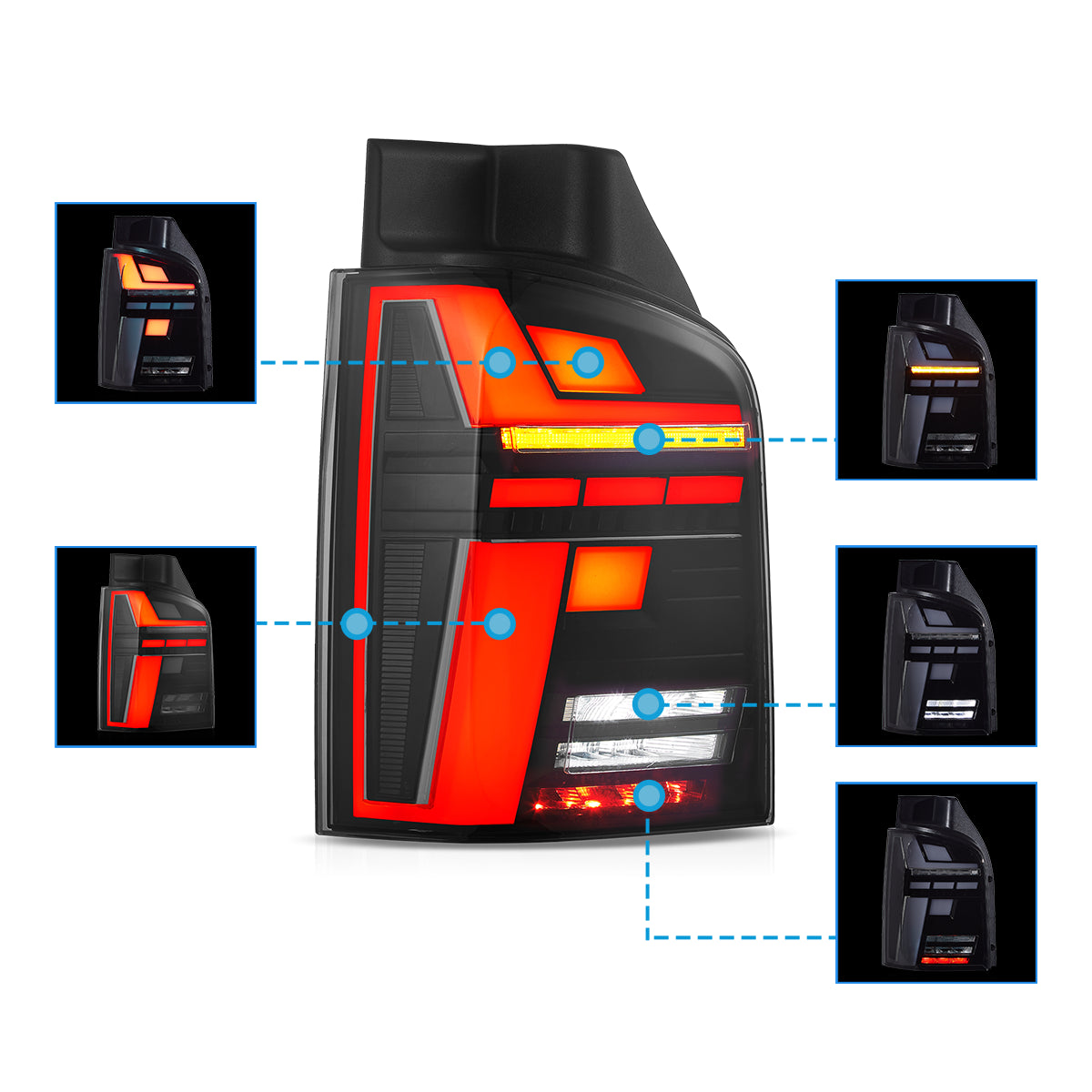 VLAND LED Taillights For 2010-2014 Volkswagen Multivan T5 Transporter Caravelle